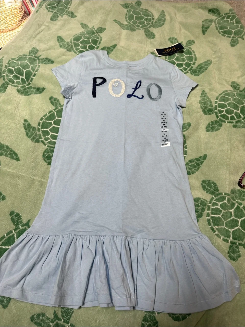 Polo by Ralph Lauren Light Blue Ruffle Hem Kids Dress